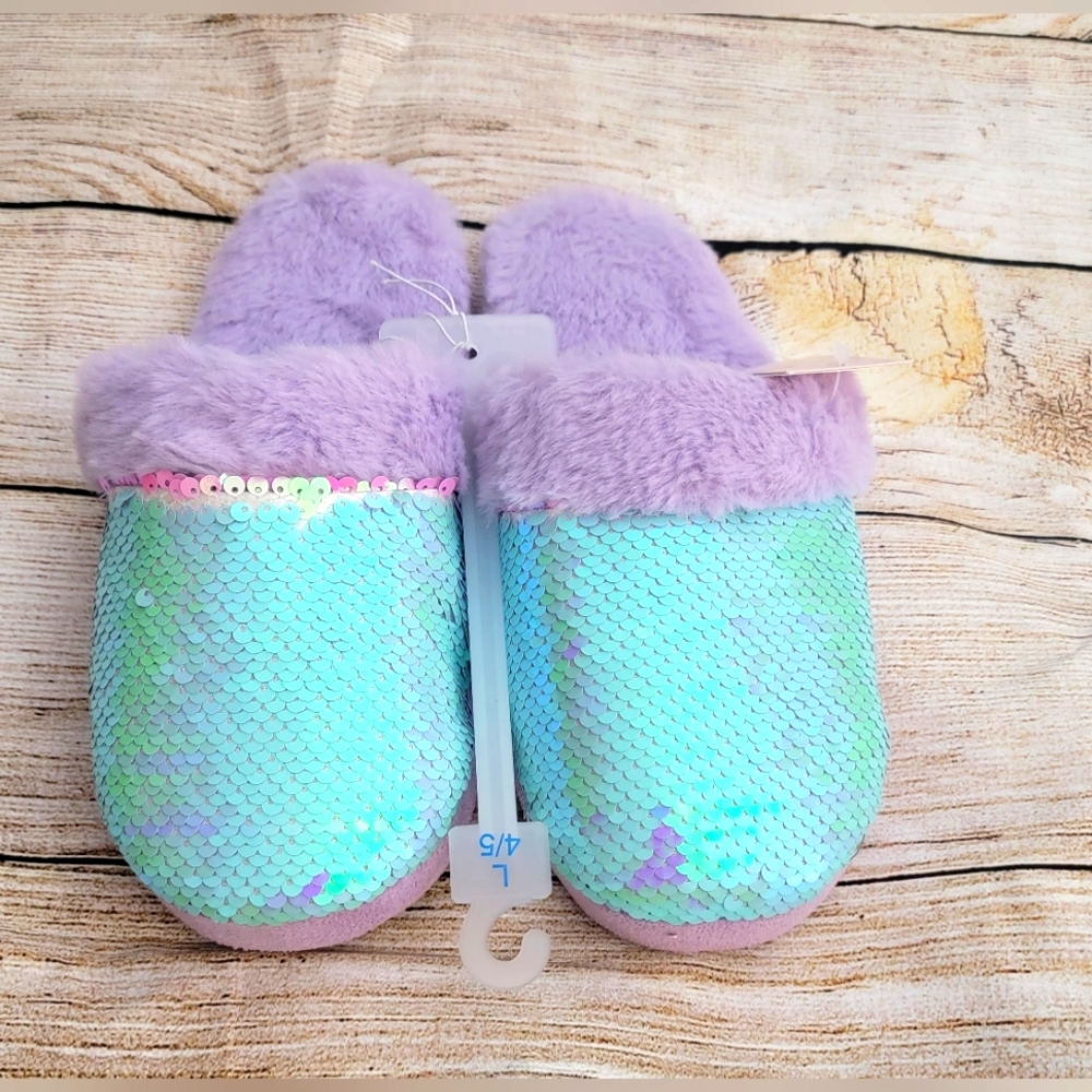 Girls Sequin Slide Bedroom Slippers